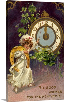 New Year's Girl with Clock
