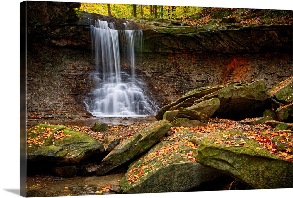 Waterfall in the forest at Cuyahoga Valley National Park, Ohio.