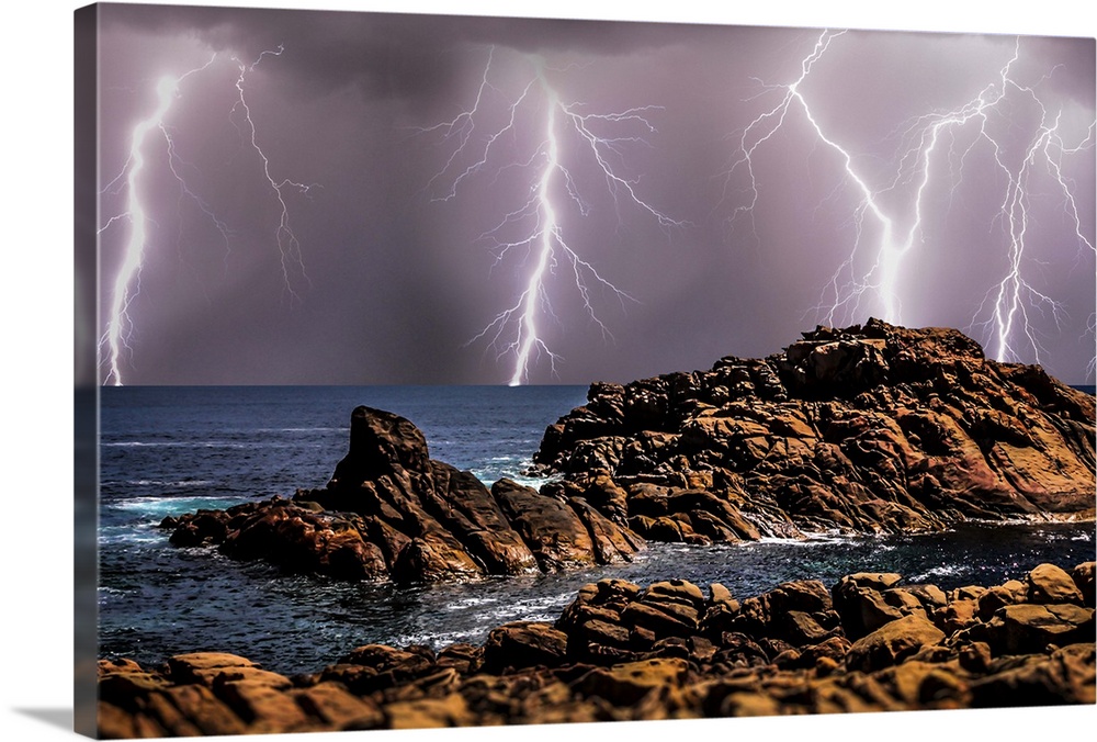 Canal Rocks, South Western part of Western Australia, during a lightning storm.