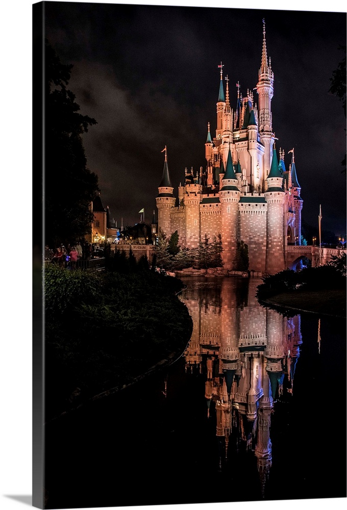 Cinderella's Castle at Walt Disney World in Orlando, Florida, at night.