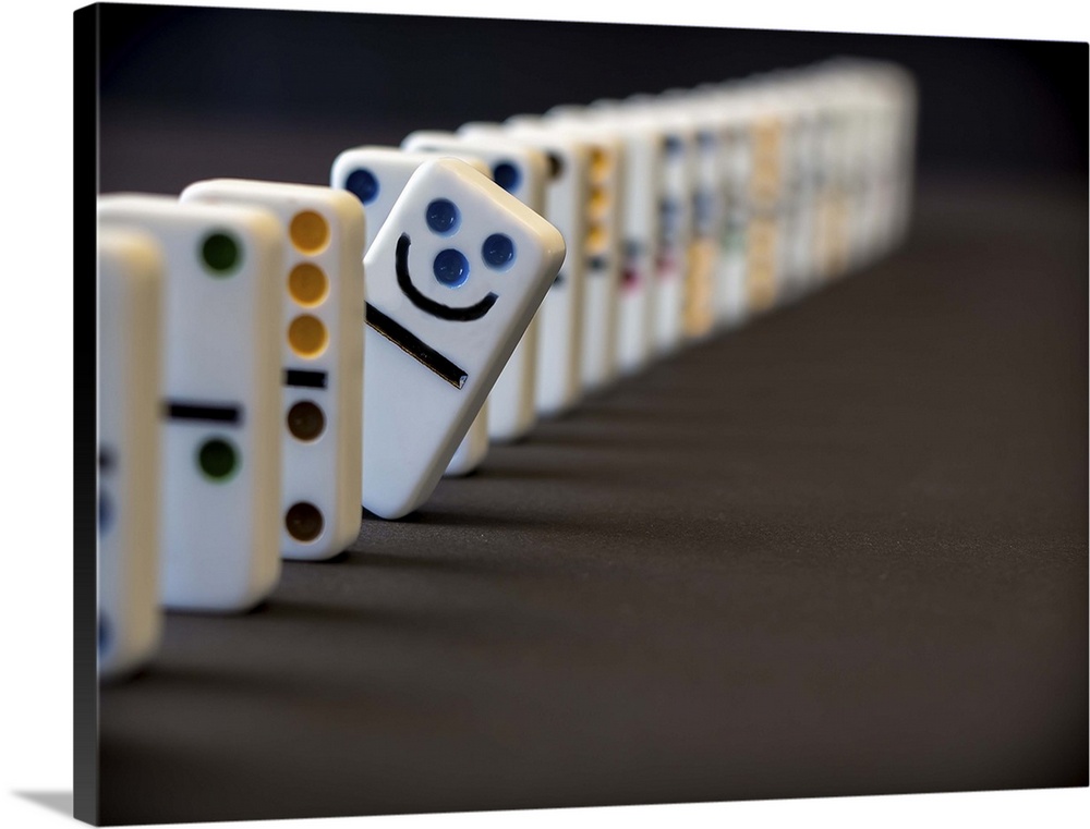 Happy, different, domino tile.
