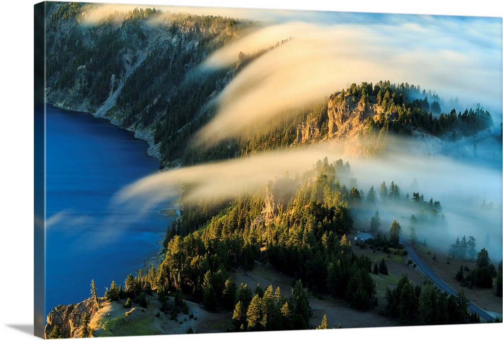 Crater Lake National Park, just as the sun was rising over the horizon.