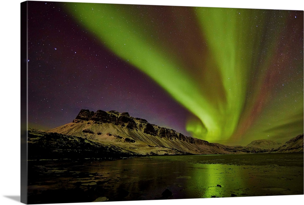 Aurora borealis in Hvalfordur, West Iceland.