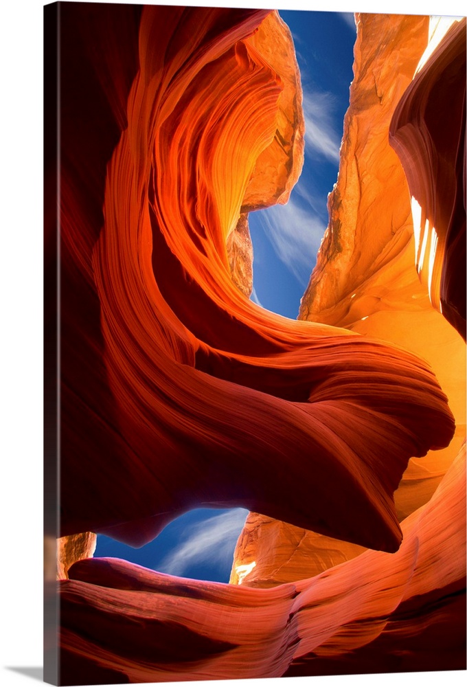 Dynamic photograph of the Lady in the Wind rock formation section of Antelope Canyon, Arizona.