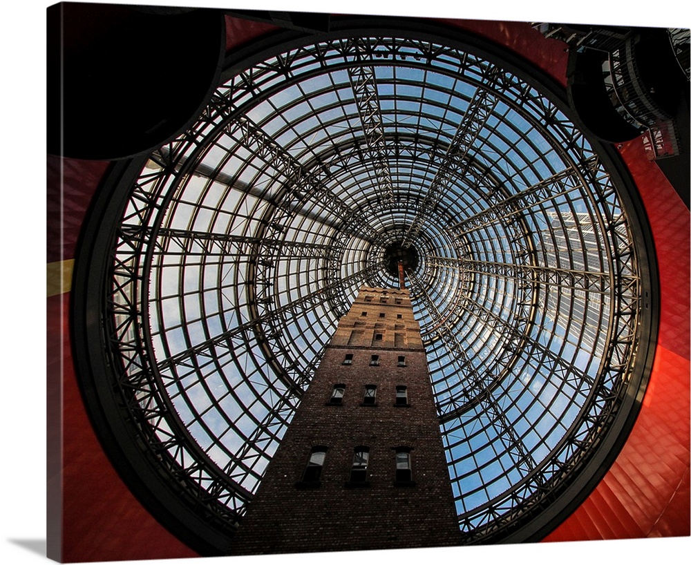 The atrium in Melbourne Central was purpose-designed for the preserved historic shot tower.
