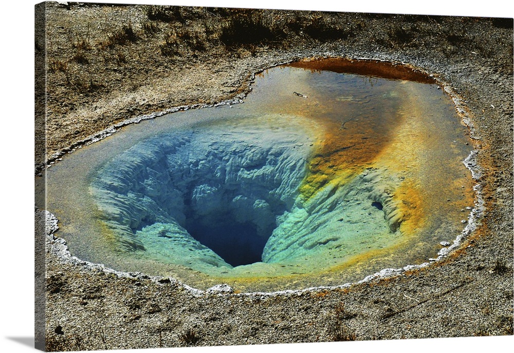 A rainbow-colored hot pool in Yellowstone National Park.