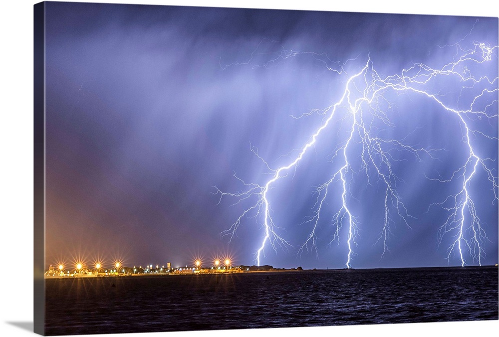Lightning storm over Garden Island Navel Base, Rockingham, Australia.