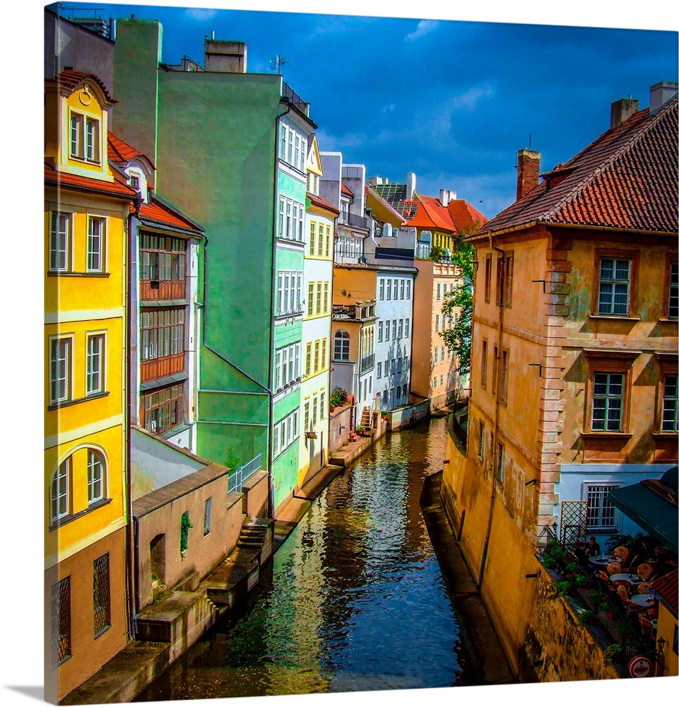 Colorful buildings along the canal in Prague.