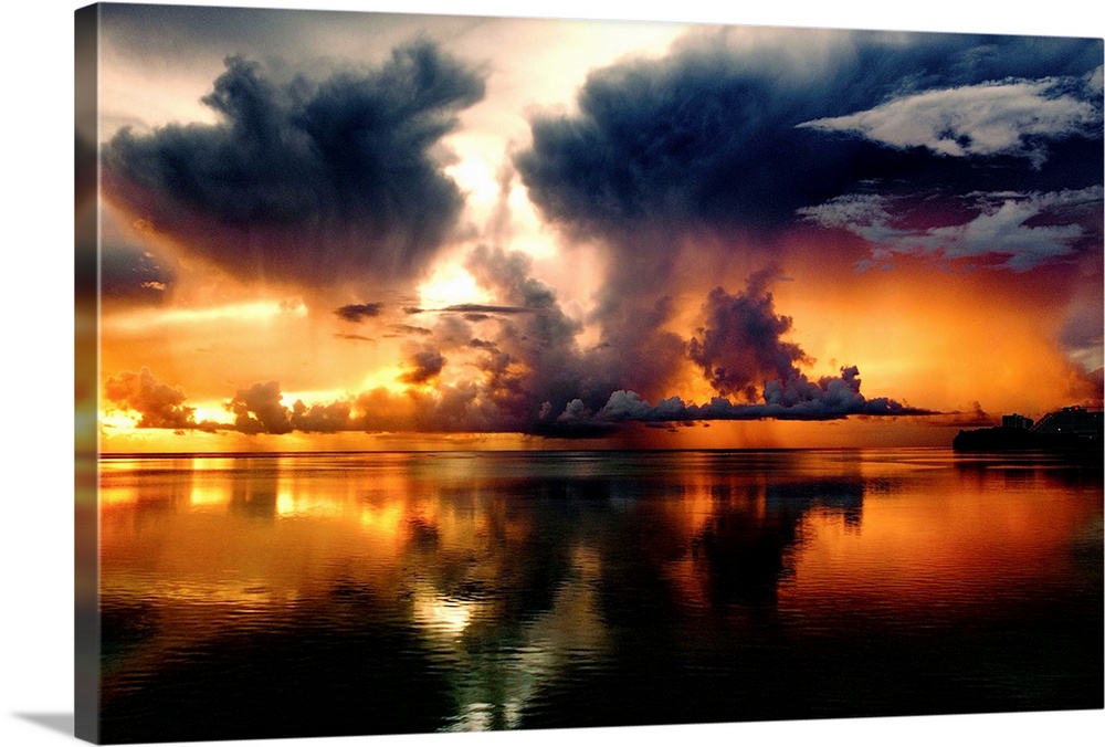 Dramatic clouds over the water at sunset in Guam.