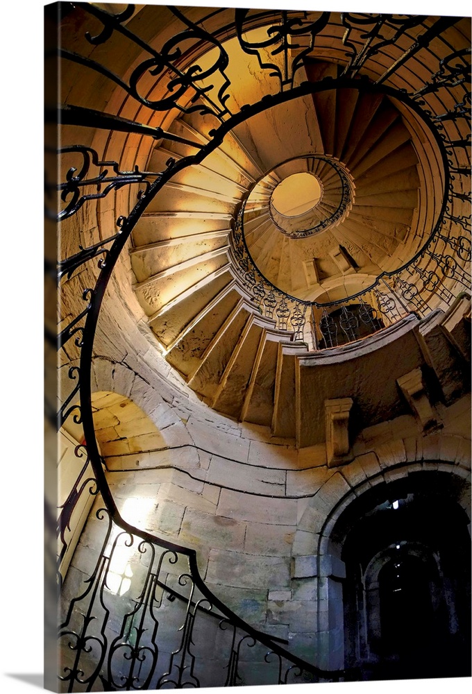 A spiral staircase in Delaval Hall, Northumberland, England.