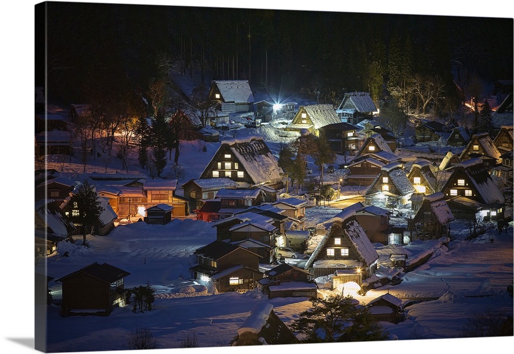 Village under the snow, Shirakawa-go in Gifu prefecture, Japan.