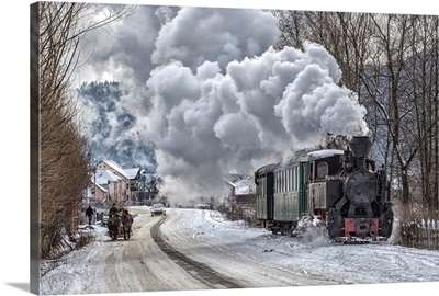 Sled, Steam Train, Car