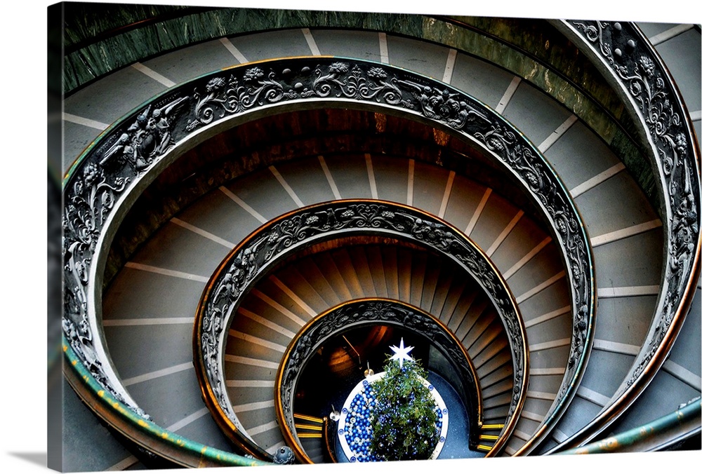 A spiraled staircase at a chapel in Vatican City, Rome, Italy.
