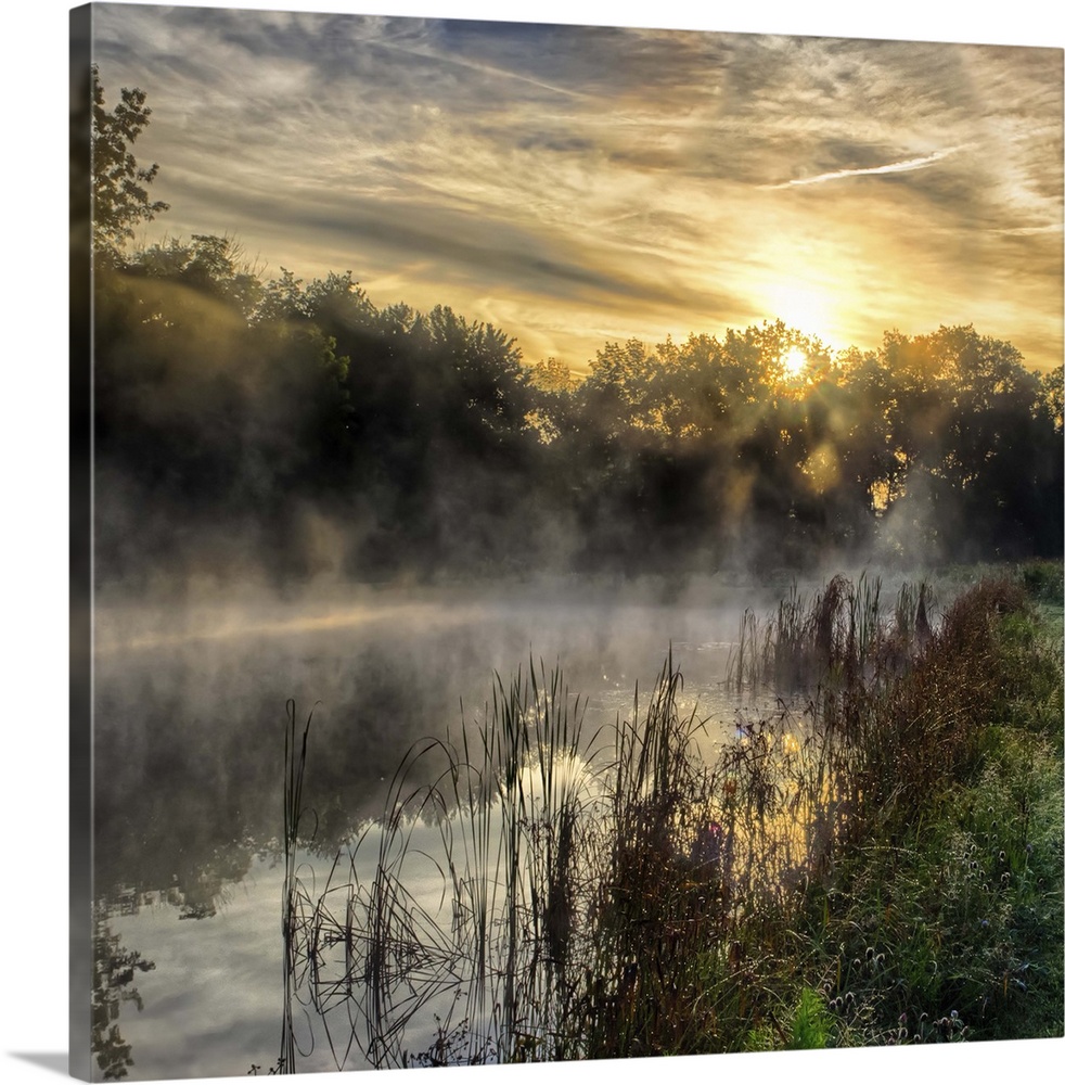 Sunrise Over a Foggy Ohio Pond