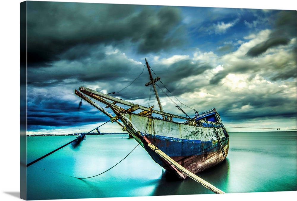 Abandoned old ship at Bone, south Celebes Island, Indonesia.