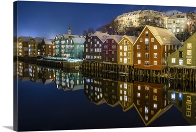 The Old Wharves Along Nidelva In Trondheim