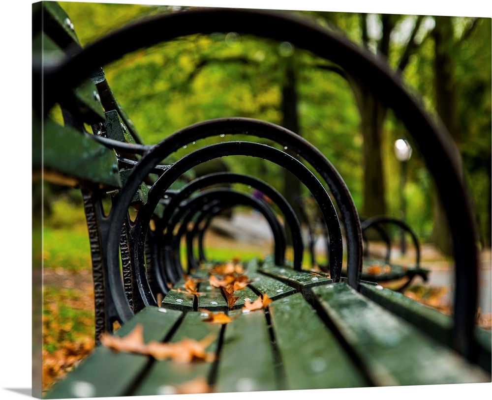 New York City park bench from a different viewpoint