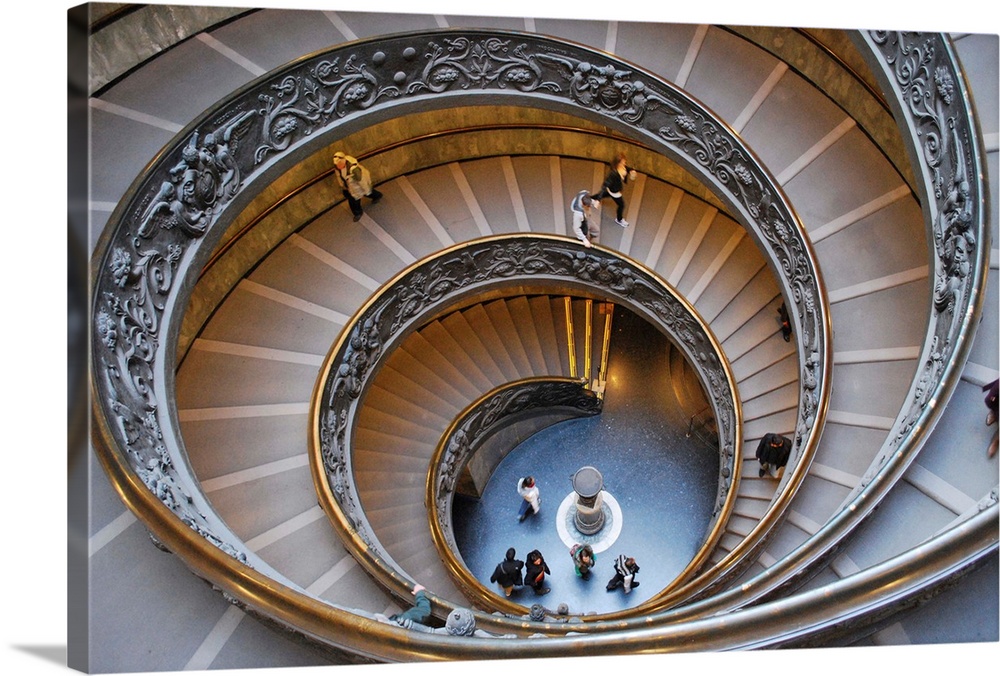 A view from above of the stairs at the Vatican City Museum, Rome.