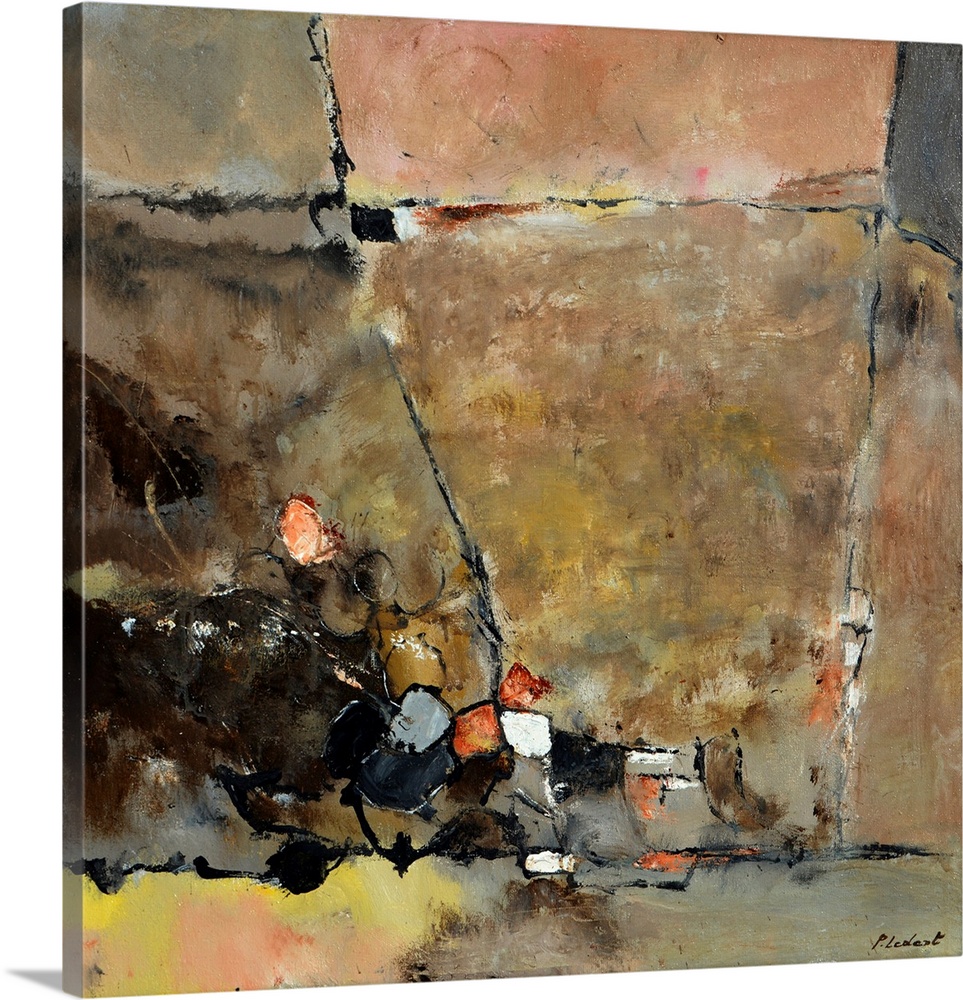 Contemporary abstract painting in a variety of brown hues.