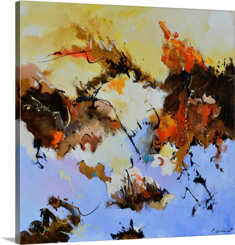Contemporary abstract painting in contrasting hues.