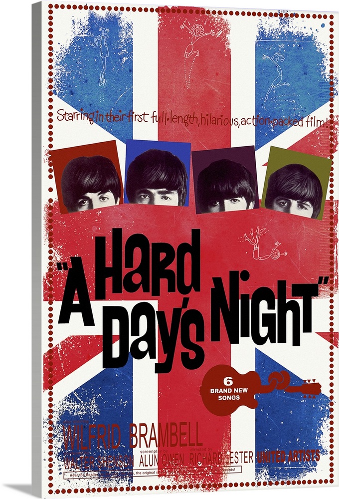 Movie poster for 'A Hard Day's Night' starring The Beatles.