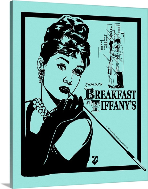 Audrey Hepburn Breakfast at Tiffanys Teal 2 Wall Art, Canvas Prints