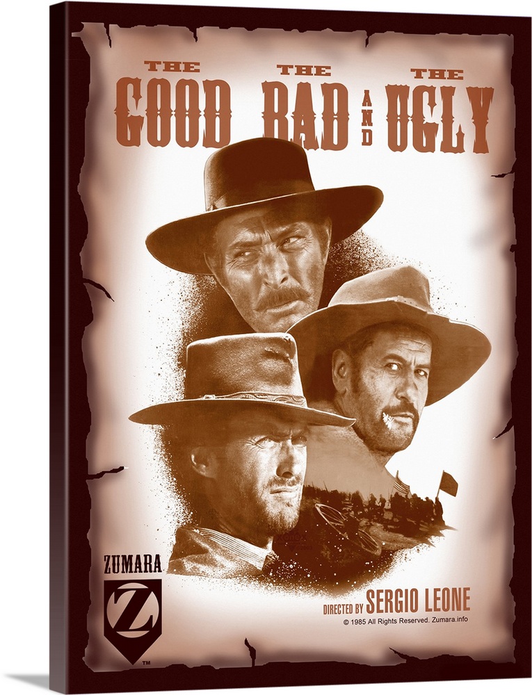CLINT EASTWOOD GOOD BAD UGLY CANVAS PRINT PICTURE VARIETY OF SIZES AVAILABLE