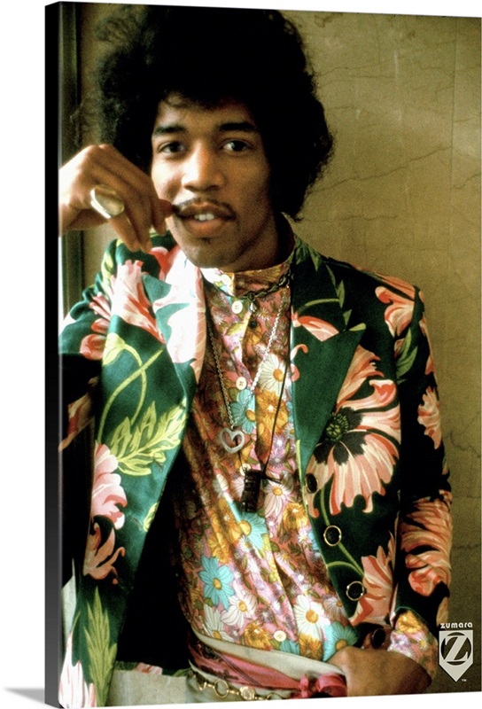 Jimi Hendrix Colored Floral Jacket 1 Wall Art, Canvas Prints, Framed