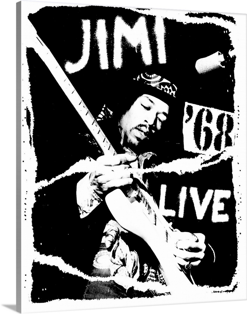 Black and white Jimi Hendrix Live Poster from 1968.