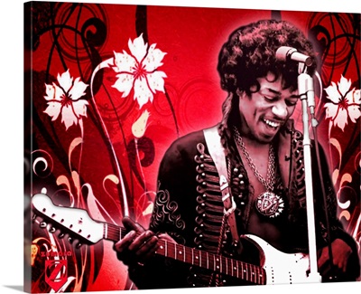 Jimi Hendrix Red Floral