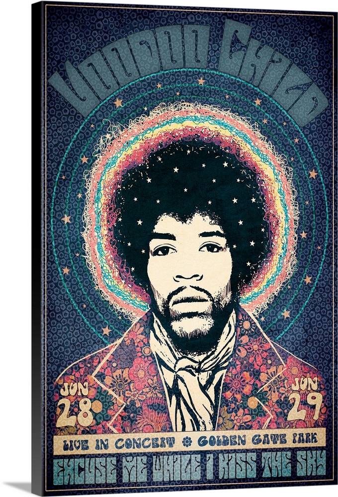 Jimi Hendrix Voodoo Child Tour poster for Golden Gate Park.