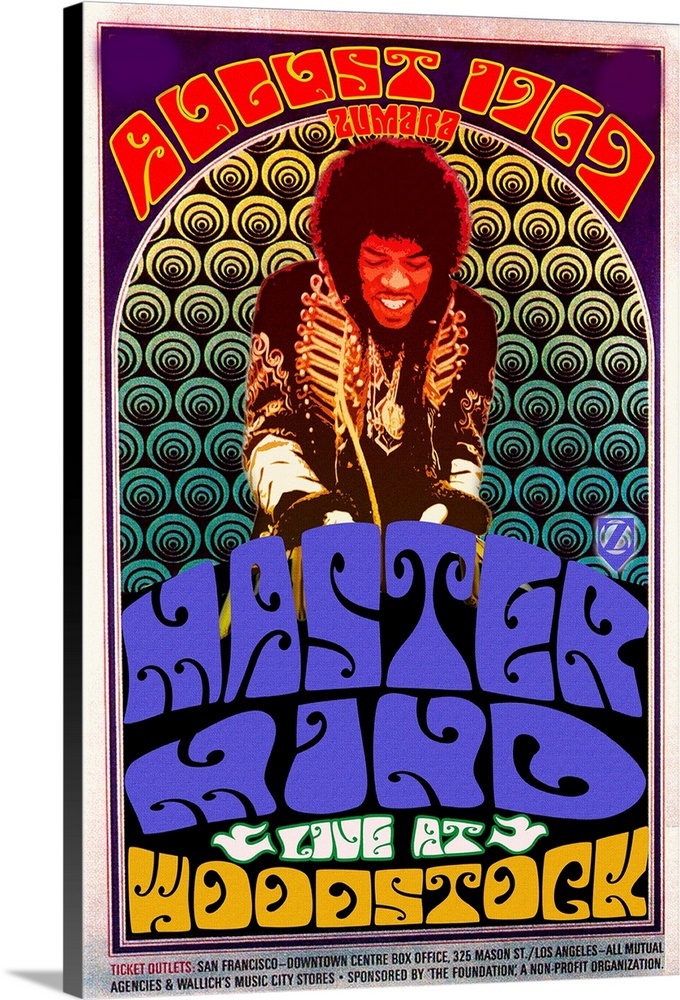 Jimi Hendrix Woodstock Mastermind Wall Art, Canvas Prints, Framed