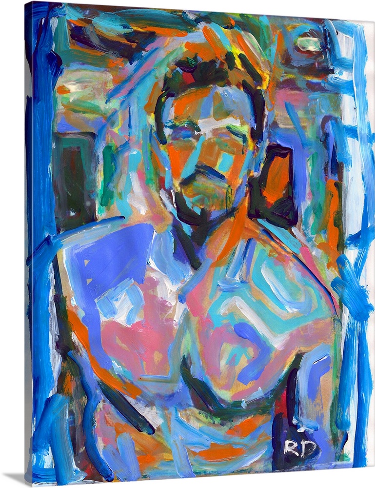 Abstract Sex portrait of a man, male nude, gay art.