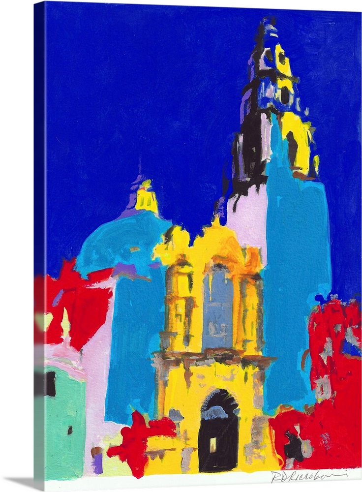 The California Building, Balboa Park San Diego, Mod Block color pop art by RD Riccoboni