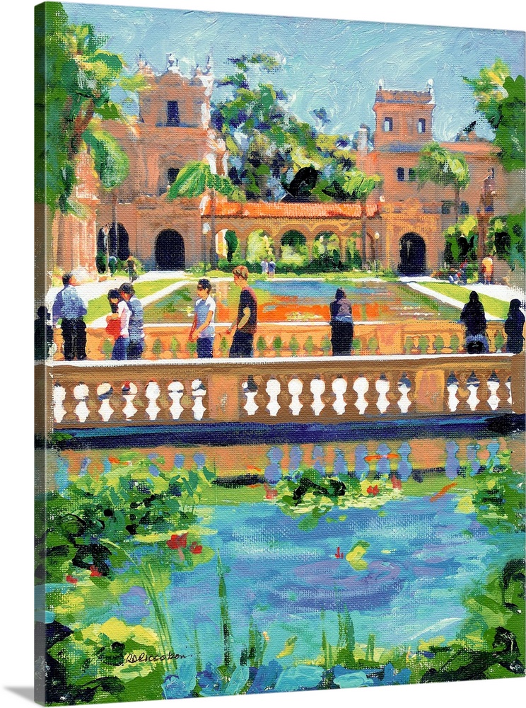 Bridge in the Park by RD Riccoboni. The reflectiong pool in the Spanish Colonial fantasy of Balboa Park in San Diego and t...