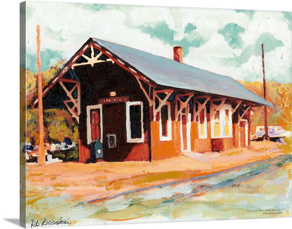 Cannondale Crossing by Impressionist painter RD Randy Riccoboni. This New England train station in the town of Wilton Conn...