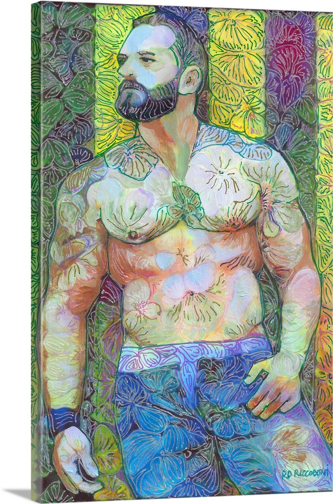 Sexy Flower Bear man in a Limited Edition, Dogwood In The Bear Garden by RD Riccoboni.Created in a contemporary impression...