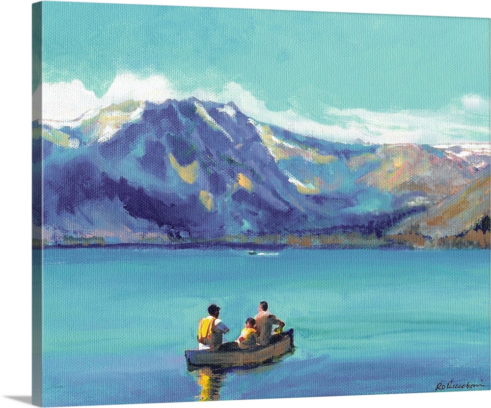 Gone Fishing on Lake Tahoe, California, acrylic painting on canvas by RD Riccoboni.  Beautiful Big Country picture from on...