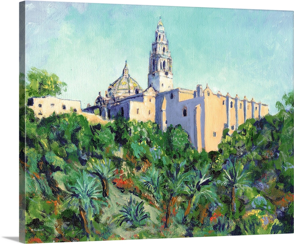 Historic Palm Canyon Balboa Park, San Diego, California. Painting by RD Riccoboni.  Centerpiece of San Diego is the Califo...