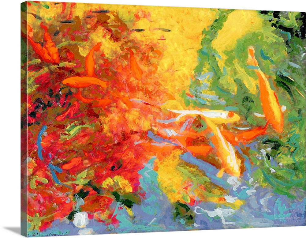 Koi Pond Beverly Hills, California by RD Riccoboni 2007 an abstract post impressionist style painting.The word koi comes f...
