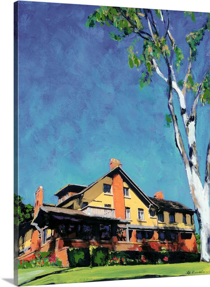 The Arts and Crafts Marston House in Balboa Park San Diego, California, painting by RD Riccoboni.  Designed by master arch...