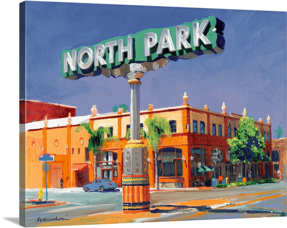 Painting of one of the many famous San Diego California neighborhood signs around the city - North Park