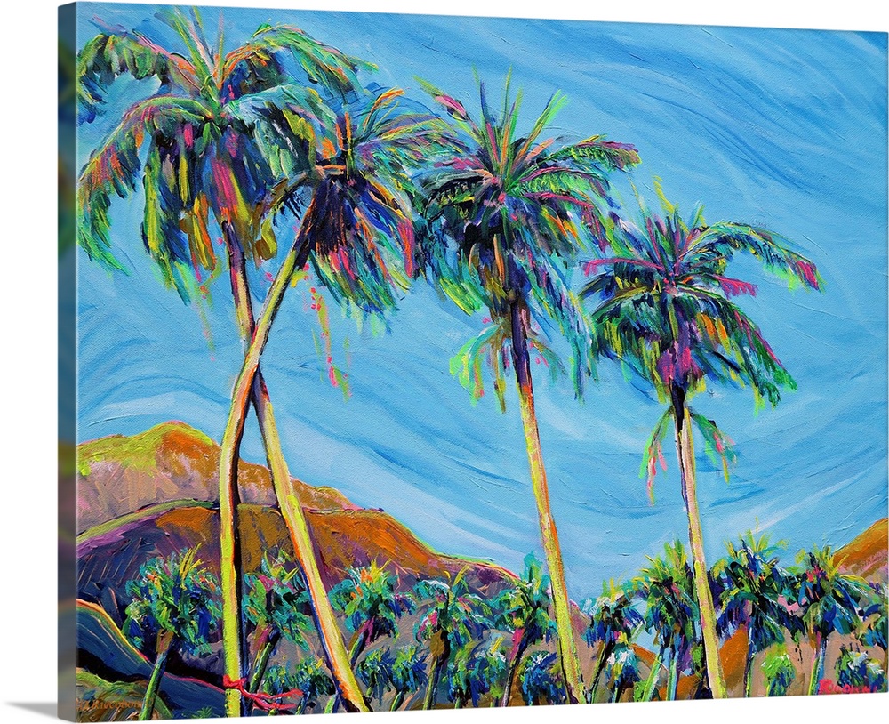 Santana Winds - Palm Springs, California, 1995. Palm trees set against the swirling blue desert sky.