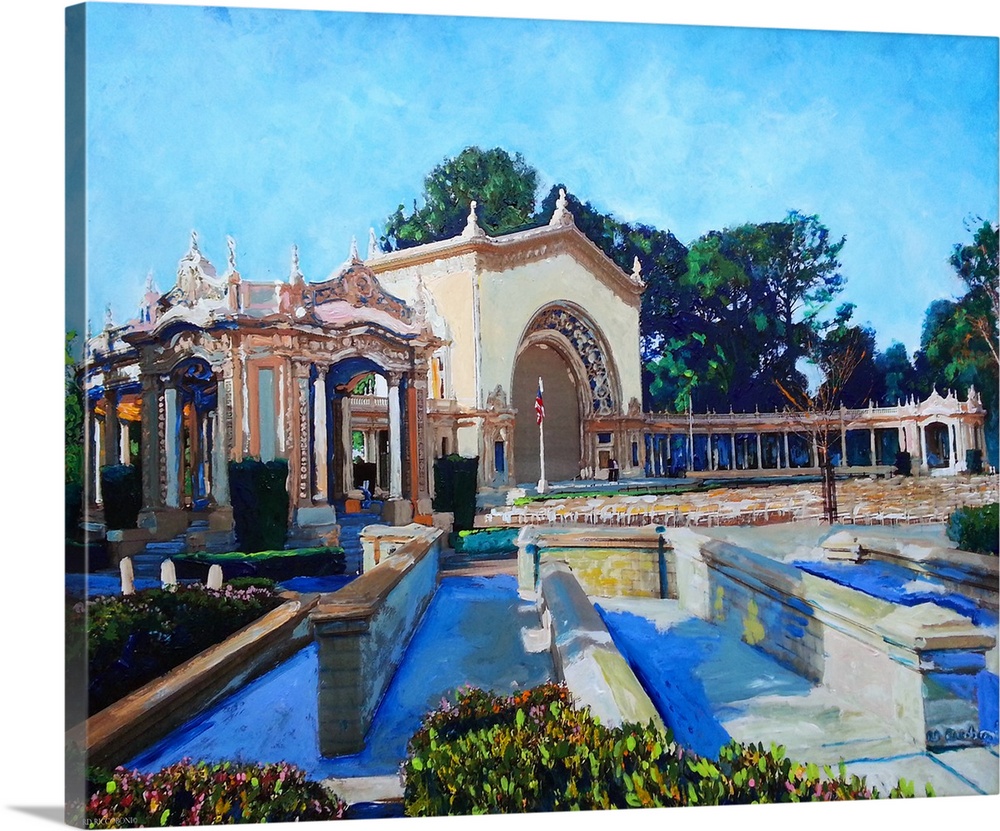 Historic Spreckels Organ Pavilion Balboa Park San Diego, California, painting by RD Riccoboni.