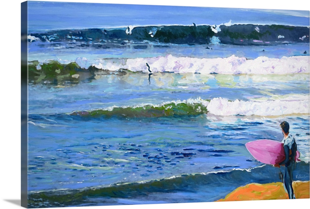 Surfer at Sunset Cliffs San Diego California Solid-Faced Canvas Print