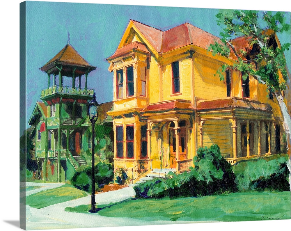 A Row of fine victorian houses in Heritage Park, Old Town San Diego, California by RD Riccoboni.  Available at Beacon Artw...