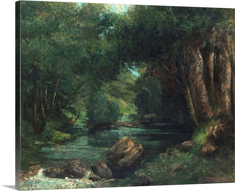 This landscape is similar to a painting dated 1868,?Roe Deer at a Stream?(Kimbell Art Museum, Fort Worth, Texas). It may b...