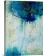 image thumbnail of Abstract art of a large mass of cool colors at the top, with a single line of blue that leads downward toward a smaller ma...