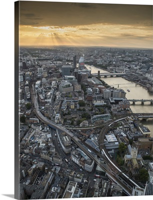 Aerial View of London, England at Golden Hour