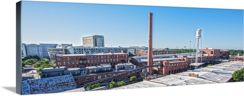 Aerial view of the warehouses at the American Tobacco Historic District,  Durham, NC